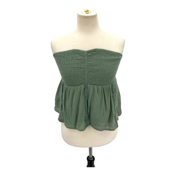 American Eagle Boho Green Smocked Sleeveless Top Size Medium - Picture 1 of 8